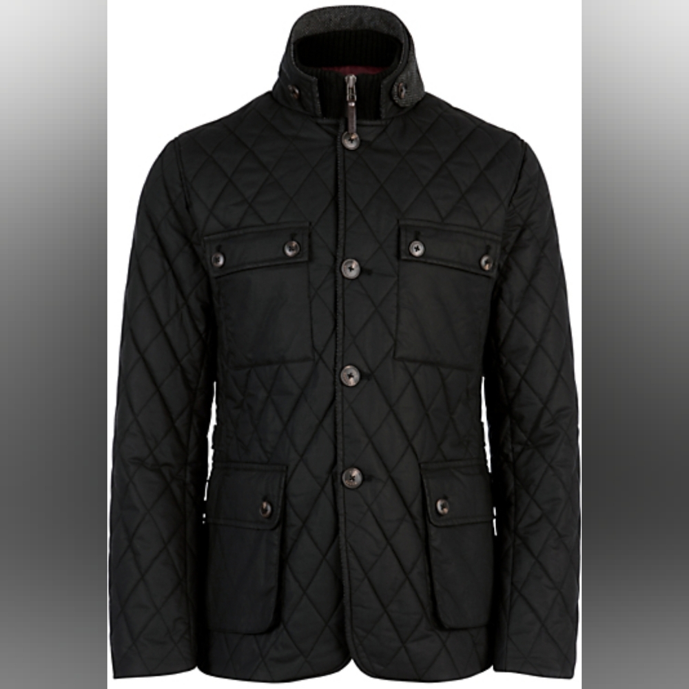 Ted Baker Mens Kemond Diamond Quilted Jacket Black Sz 2